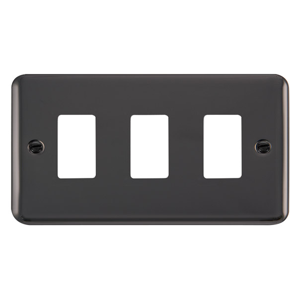 Click Deco Plus Black Nickel 3 Gang Grid Pro Front Plate DPBN20403