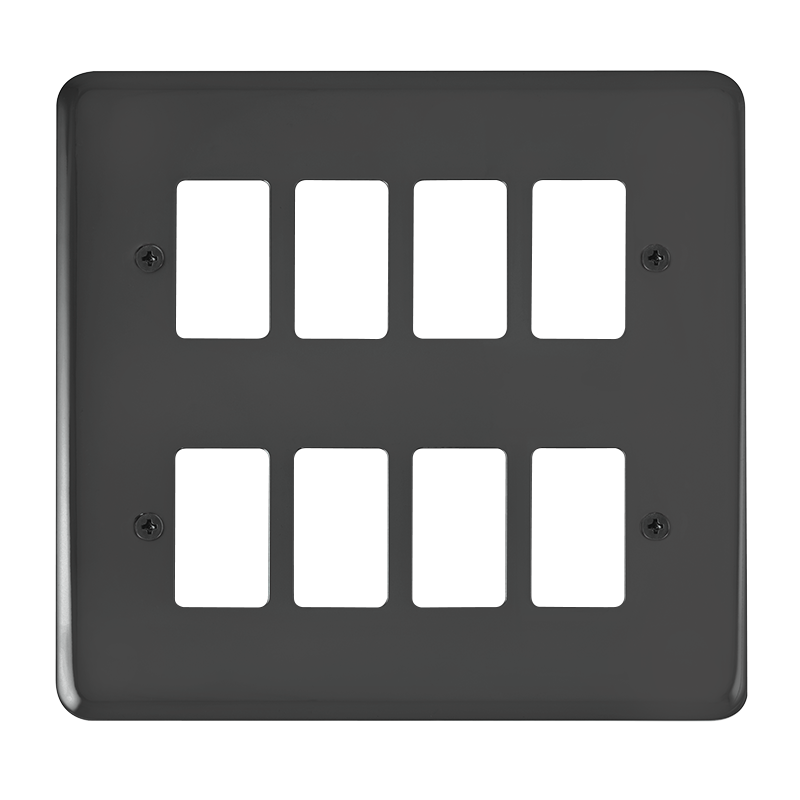 Click Deco Plus Black Nickel 8 Gang Grid Pro Front Plate DPBN20508
