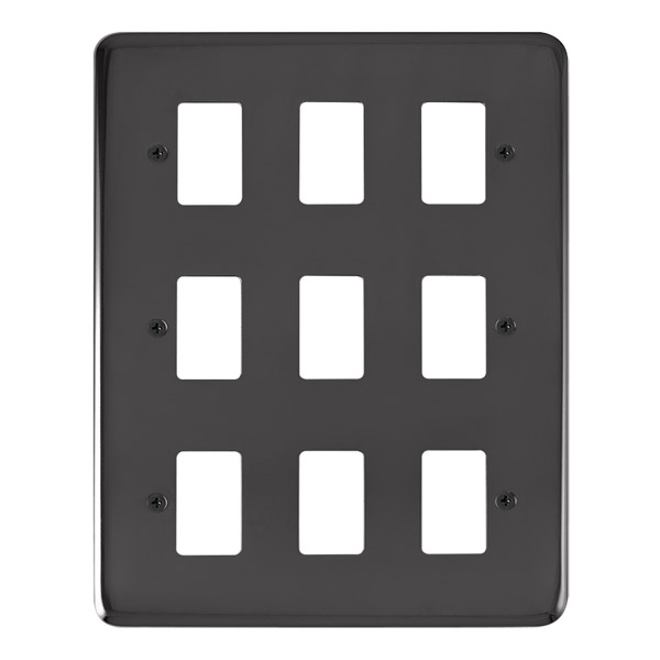 Click Deco Plus Black Nickel 9 Gang Grid Pro Front Plate DPBN20509