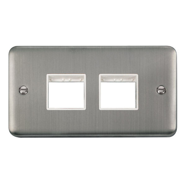 Click Deco Plus Stainless Steel Double Plate 4 Gang Aperture DPSS404WH