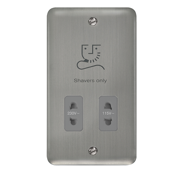 Click Deco Plus Stainless Steel 115/230V Dual Voltage Shaver Socket DPSS100GY