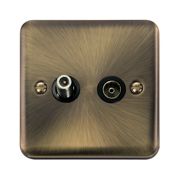 Click Deco Plus Antique Brass Non-Isolated Coaxial Outlet DPAB170BK