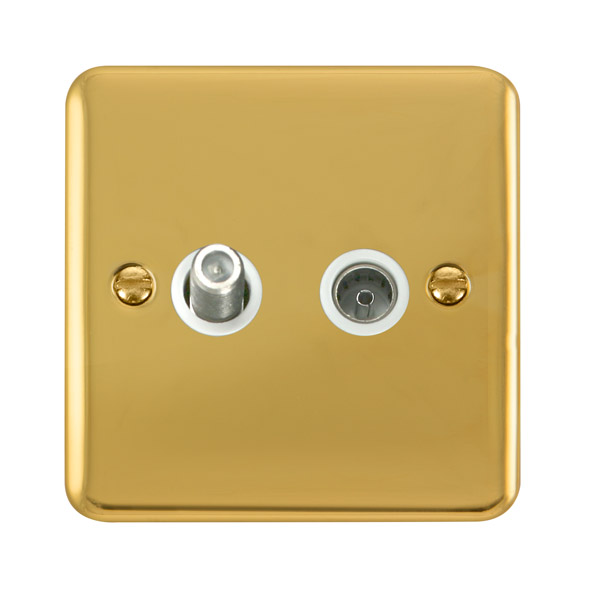Click Deco Plus Polished Brass Non-Isolated Satellite Coaxial Outlet DPBR170WH