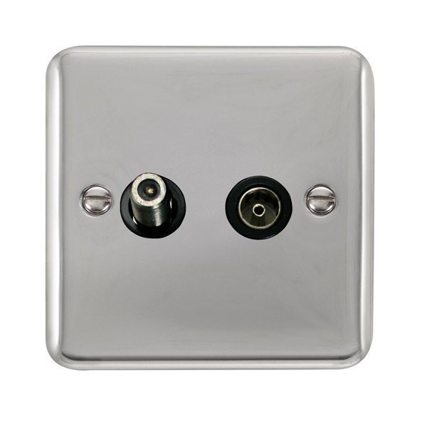 Click Deco Plus Polished Chrome Non-Isolated Satellite Coaxial Outlet DPCH170BK