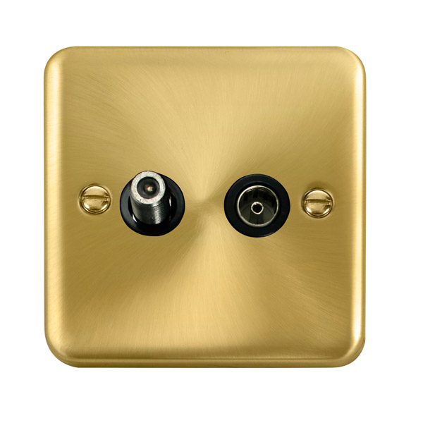 Click Deco Plus Satin Brass Non-Isolated Satellite Coaxial Outlet DPSB170BK