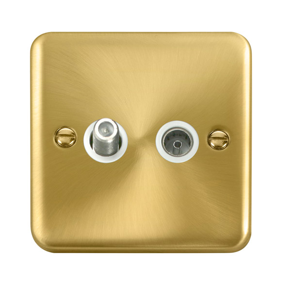 Click Deco Plus Satin Brass Non-Isolated Satellite Coaxial Outlet DPSB170WH