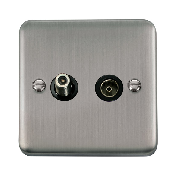 Click Deco Plus Stainless Steel Non-Isolated Satellite Coaxial Outlet DPSS170BK