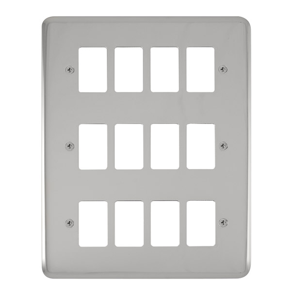 Click Deco Plus Polished Chrome 12 Gang Grid Pro Front Plate DPCH20512