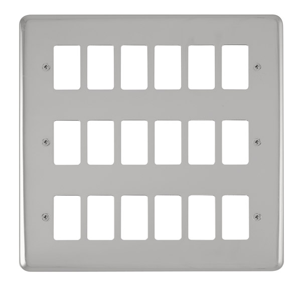 Click Deco Plus Polished Chrome 18 Gang Grid Pro Front Plate DPCH20518