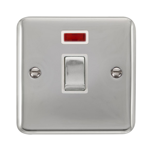 Click Deco Plus Polished Chrome 20A Double Pole Switch with Neon DPCH723WH