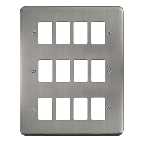 Click Deco Plus Stainless Steel 12 Gang Grid Pro Front Plate DPSS20512