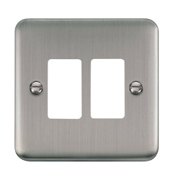 Click Deco Plus Stainless Steel 2 Gang Grid Pro Front Plate DPSS20402