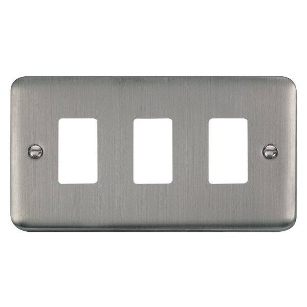Click Deco Plus Stainless Steel 3 Gang Grid Pro Front Plate DPSS20403