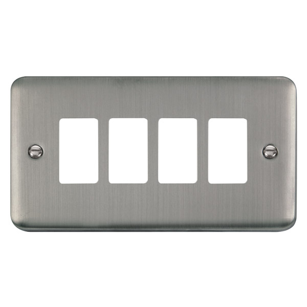 Click Deco Plus Stainless Steel 4 Gang Grid Pro Front Plate DPSS20404