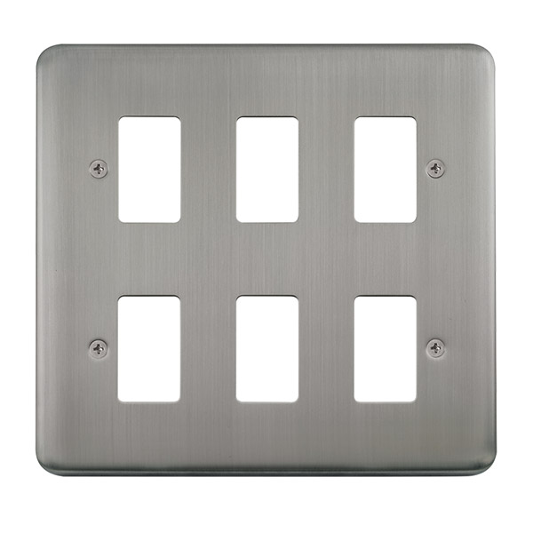 Click Deco Plus Stainless Steel 6 Gang Grid Pro Front Plate DPSS20506