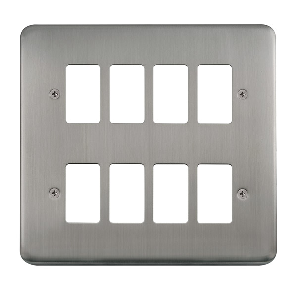 Click Deco Plus Stainless Steel 8 Gang Grid Pro Front Plate DPSS20508