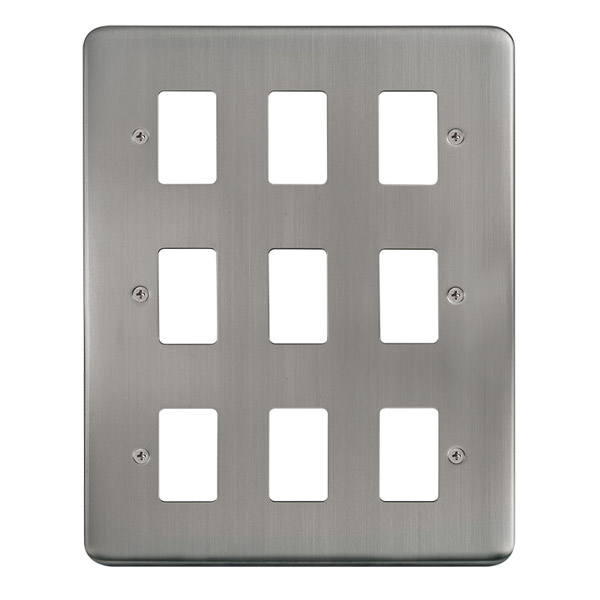 Click Deco Plus Stainless Steel 9 Gang Grid Pro Front Plate DPSS20509