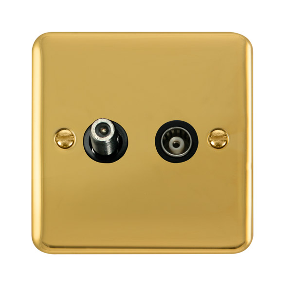 Click Deco Plus Polished Brass Satellite and Coaxial Socket DPBR157BK