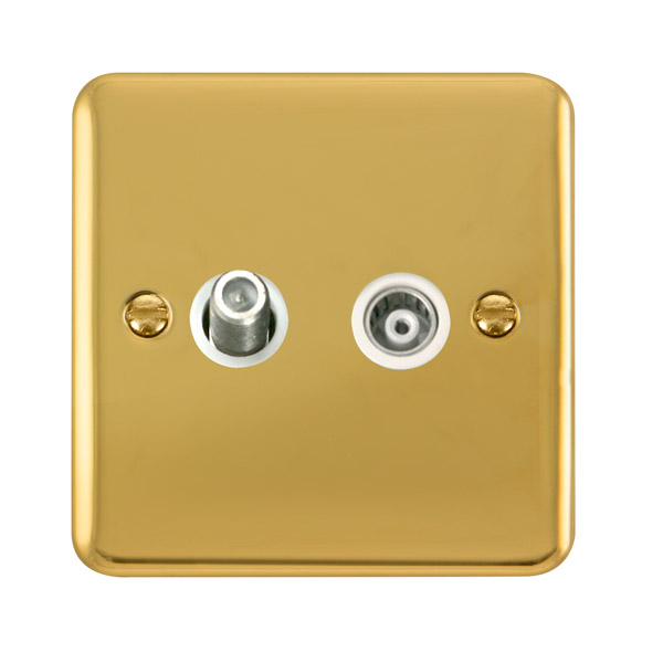 Click Deco Plus Polished Brass Satellite and Coaxial Socket DPBR157WH