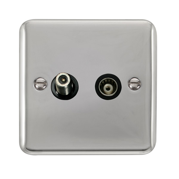 Click Deco Plus Polished Chrome Satellite and Coaxial Socket DPCH157BK