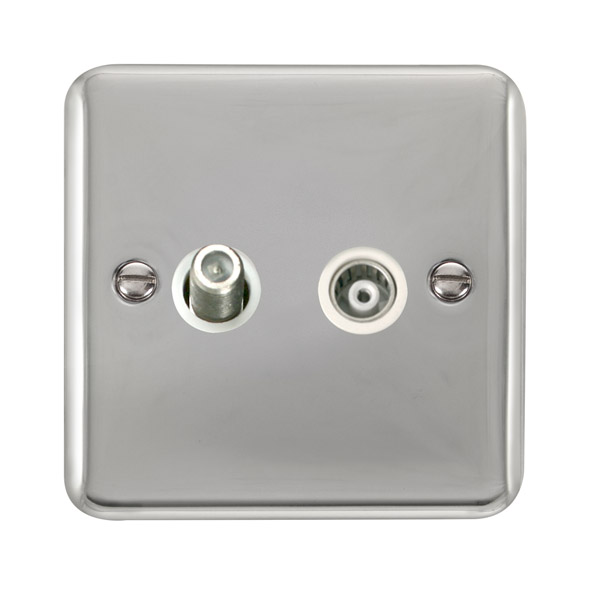 Click Deco Plus Polished Chrome Satellite and Coaxial Socket DPCH157WH