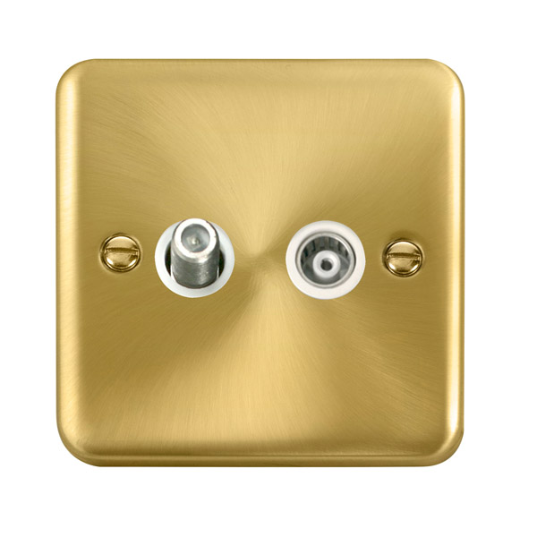 Click Deco Plus Satin Brass Satellite and Coaxial Socket DPSB157WH