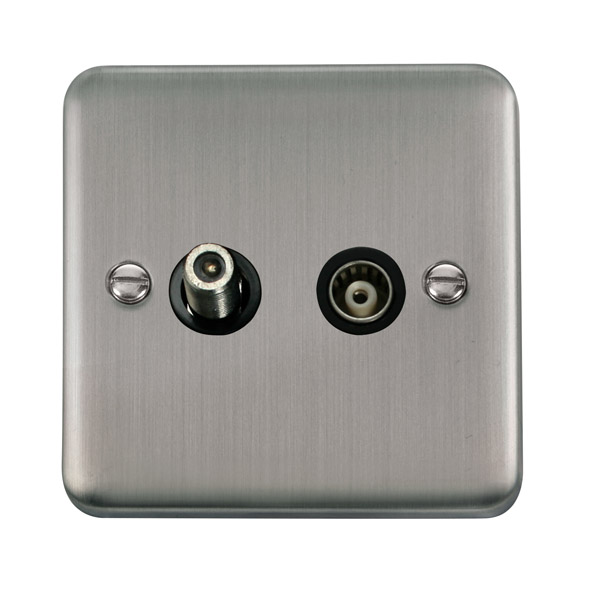 Click Deco Plus Stainless Steel Satellite and Coaxial Socket DPSS157BK
