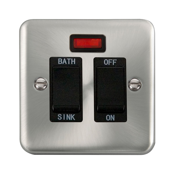 Click Deco Plus Satin Chrome 20A Double Pole Sink/Bath Switch DPSC024BK