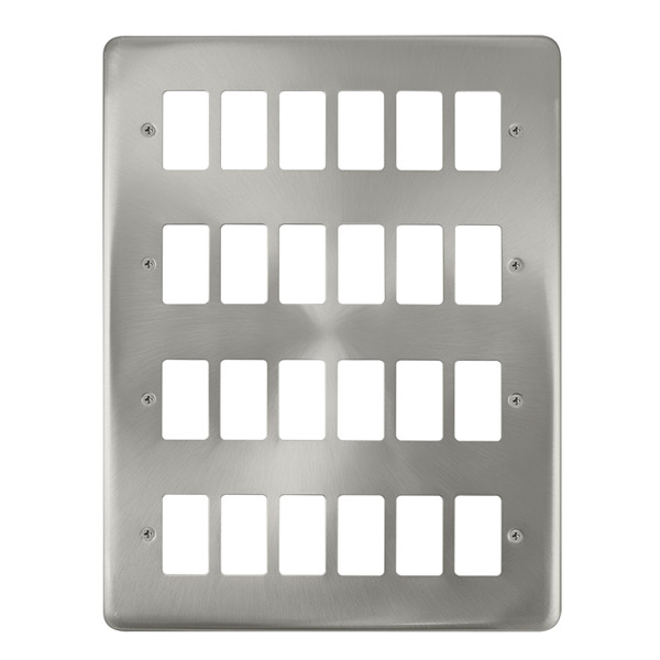 Click Deco Plus Satin Chrome 24 Gang Grid Pro Front Plate DPSC20524