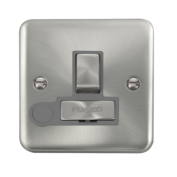 Click Deco Plus Satin Chrome Switched Fused Spur with Flex Outlet DPSC551GY