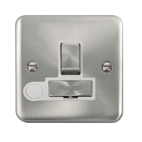 Click Deco Plus Satin Chrome Switched Fused Spur with Flex Outlet DPSC551WH