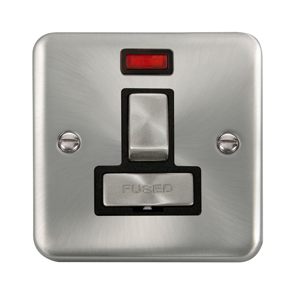 Click Deco Plus Satin Chrome Switched Fused Spur with Neon DPSC752BK