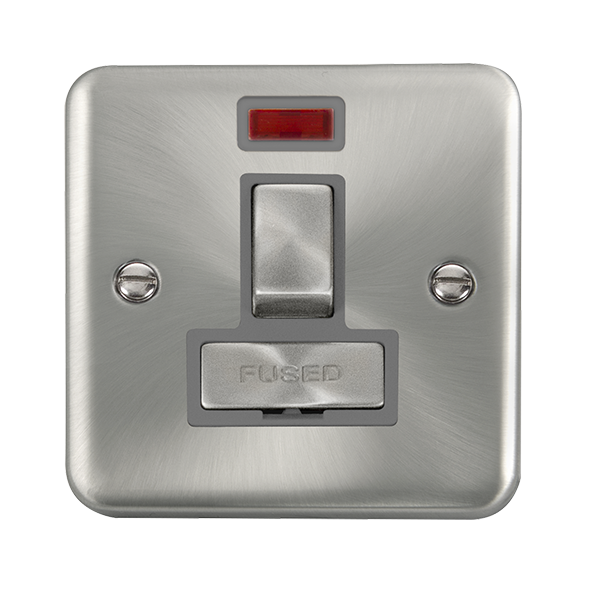 Click Deco Plus Satin Chrome Switched Fused Spur with Neon DPSC752GY