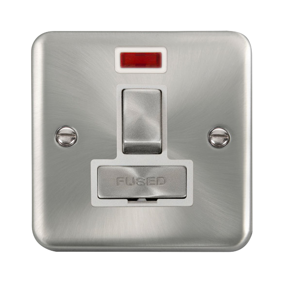 Click Deco Plus Satin Chrome Switched Fused Spur with Neon DPSC752WH