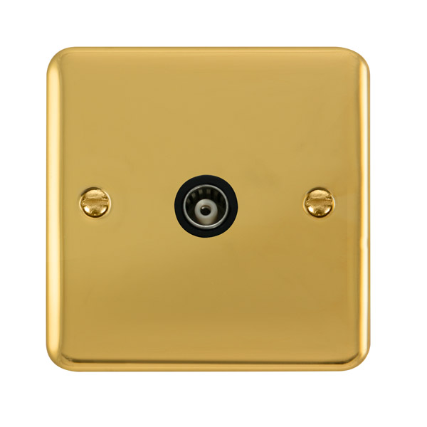 Click Deco Plus Polished Brass Single Isolated Coaxial Socket DPBR158BK