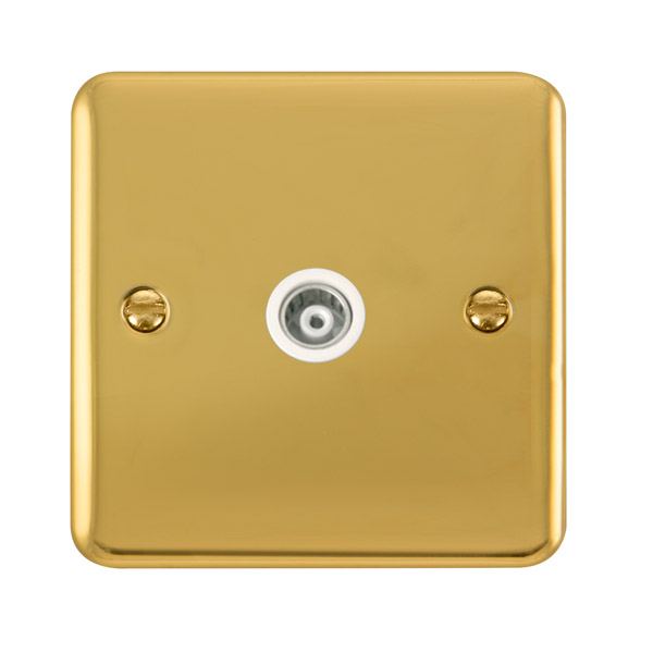 Click Deco Plus Polished Brass Single Isolated Coaxial Socket DPBR158WH