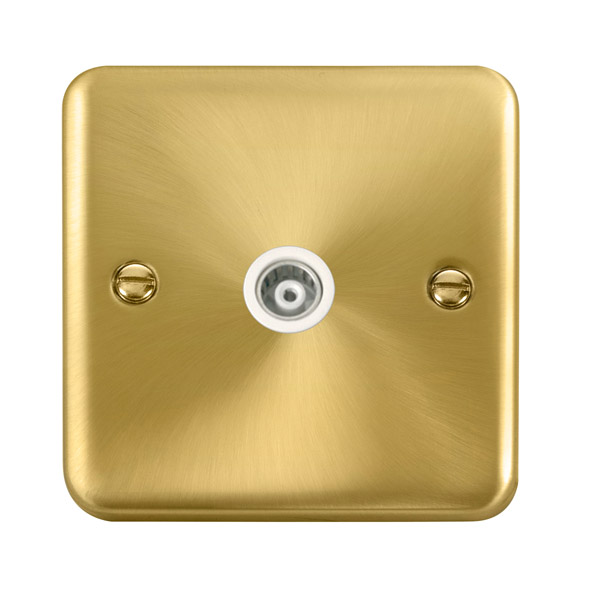 Click Deco Plus Satin Brass Single Isolated Coaxial Socket DPSB158WH