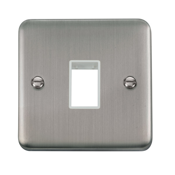 Click Deco Plus Stainless Steel Single Plate 1 Gang Aperture DPSS401WH