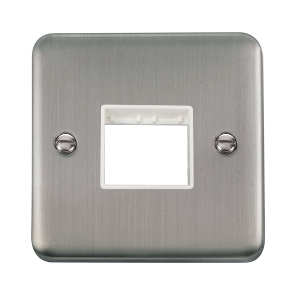 Click Deco Plus Stainless Steel Single Plate 2 Gang Aperture DPSS402WH