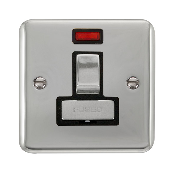 Click Deco Plus Polished Chrome Switched Fused Spur with Neon DPCH752BK