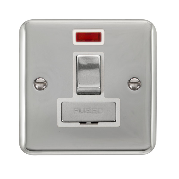 Click Deco Plus Polished Chrome Switched Fused Spur with Neon DPCH752WH
