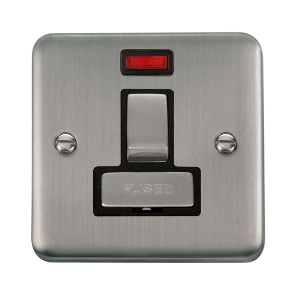 Click Deco Plus Stainless Steel Switched Fused Spur with Neon DPSS752BK