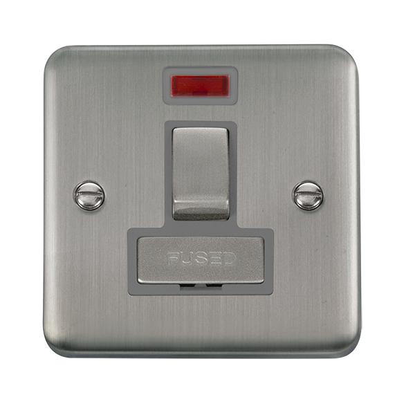 Click Deco Plus Stainless Steel Switched Fused Spur with Neon DPSS752GY
