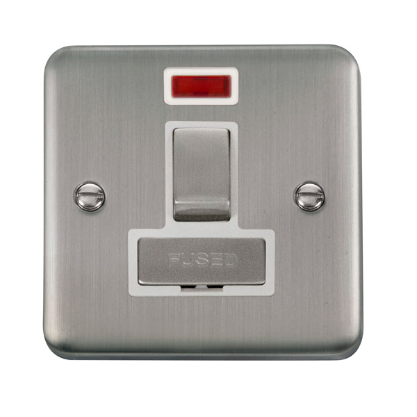 Click Deco Plus Stainless Steel Switched Fused Spur with Neon DPSS752WH