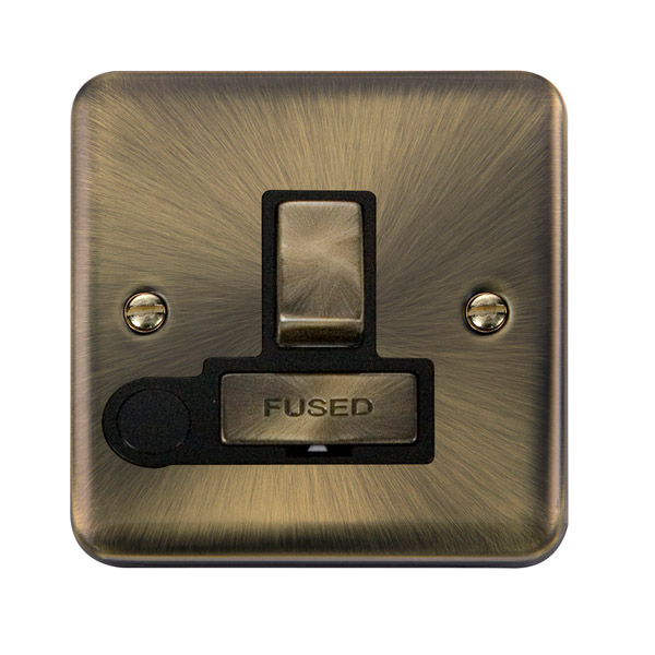 Click Deco Plus Antique Brass Switched Fused Spur with Flex Outlet DPAB551BK