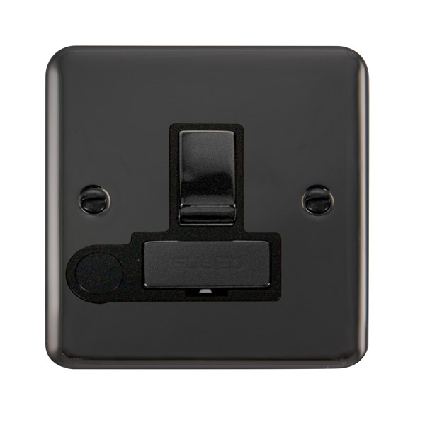 Click Deco Plus Black Nickel Switched Fused Spur with Flex Outlet DPBN551BK