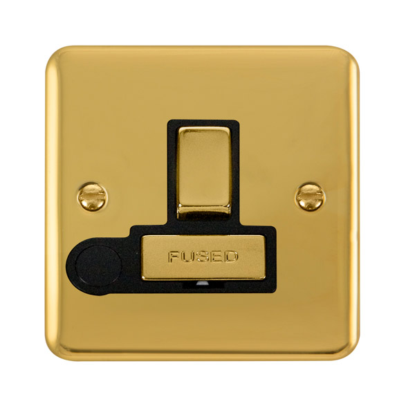 Click Deco Plus Polished Brass Switched Fused Spur with Flex Outlet DPBR551BK