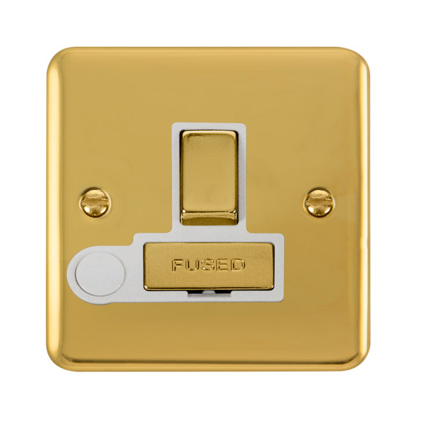 Click Deco Plus Polished Brass Switched Fused Spur with Flex Outlet DPBR551WH