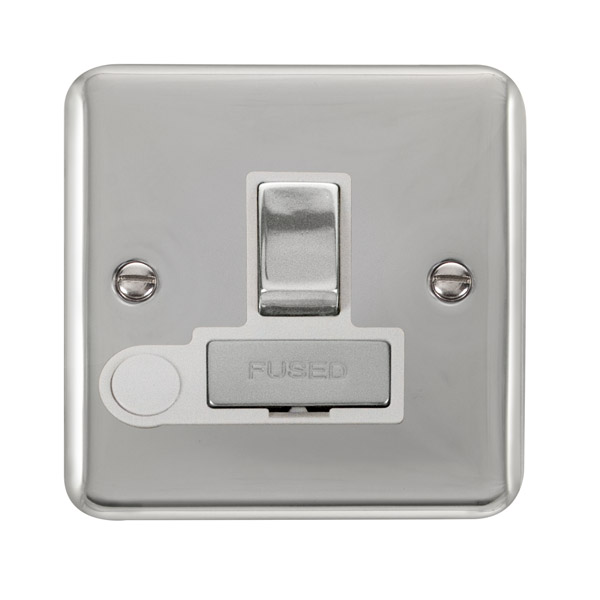 Click Deco Plus Polished Chrome Switched Fused Spur with Flex Outlet DPCH551WH