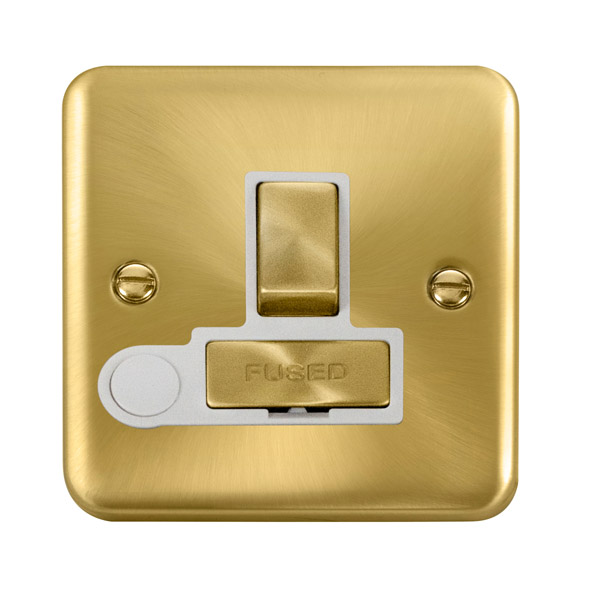 Click Deco Plus Satin Brass Switched Fused Spur with Flex Outlet DPSB551WH